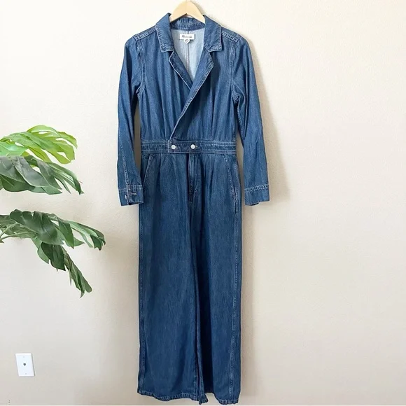 Madewell Denim Tailored Jumpsuit in Norvell Wash Size 6 - Picture 2 of 13